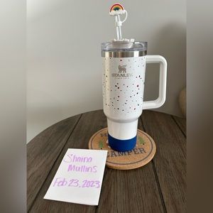 SOLD Terrazzo pearlescent stanley cup (boot and straw topper included)